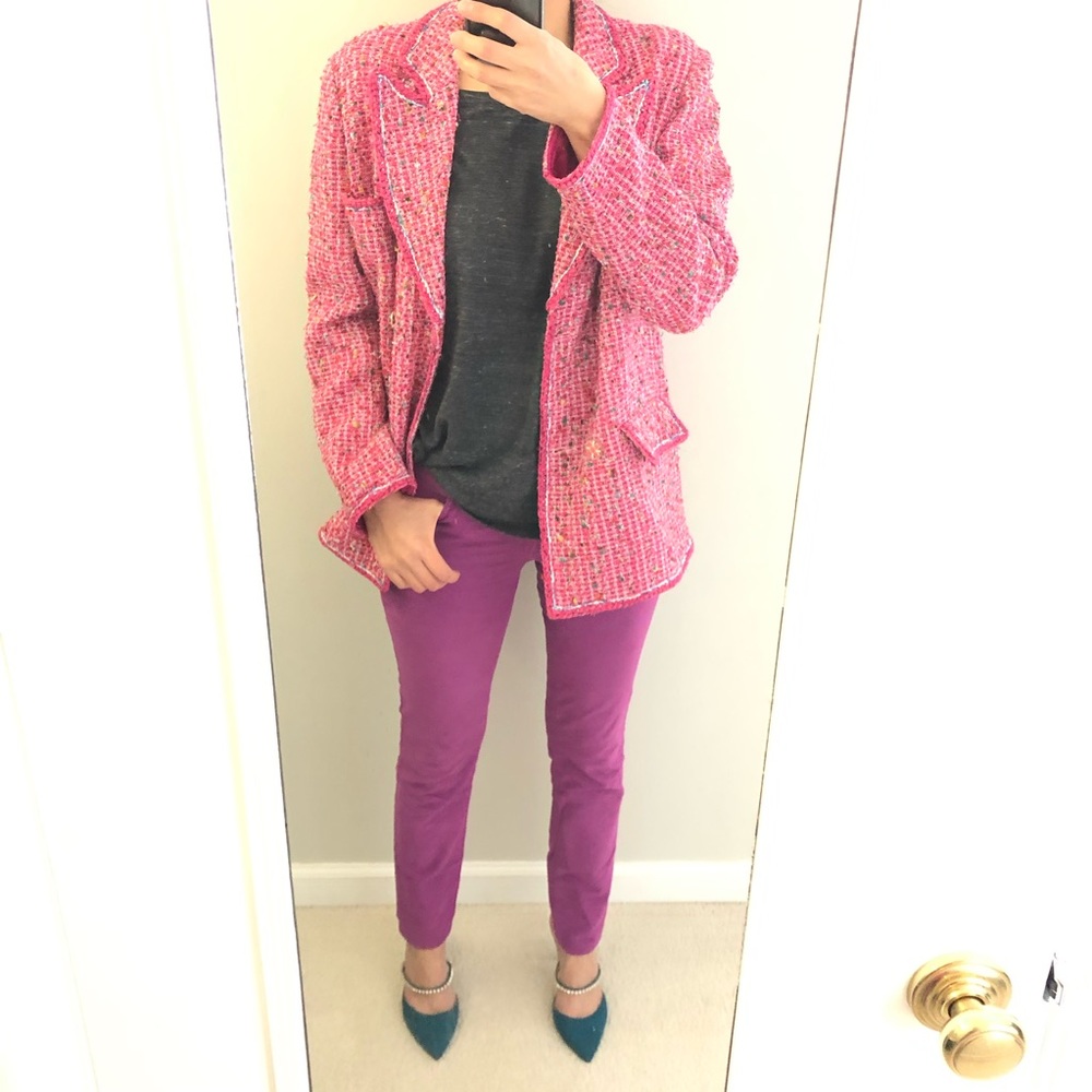 Armani Exchange magenta color med rise skinny pants ankle length